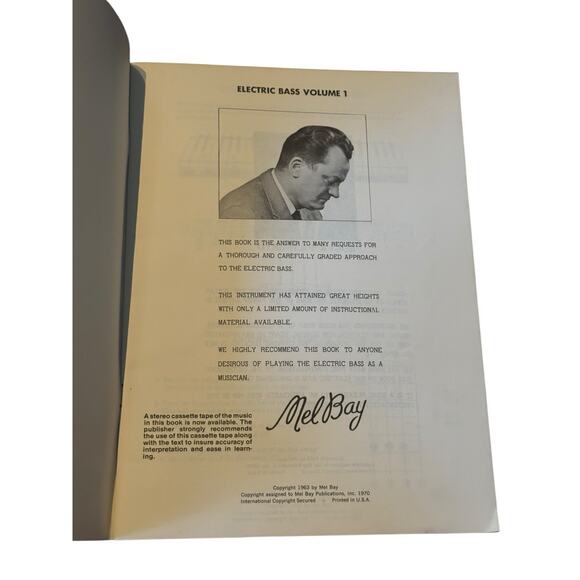 VTG Mel Bay Electric Bass Book Vol 1 Roger Filiberto 1963 Chords Instruction - Picture 3 of 4